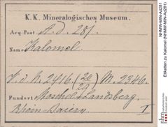 Etiketten zu Kalomel (NHMW-MIN-Ad281)